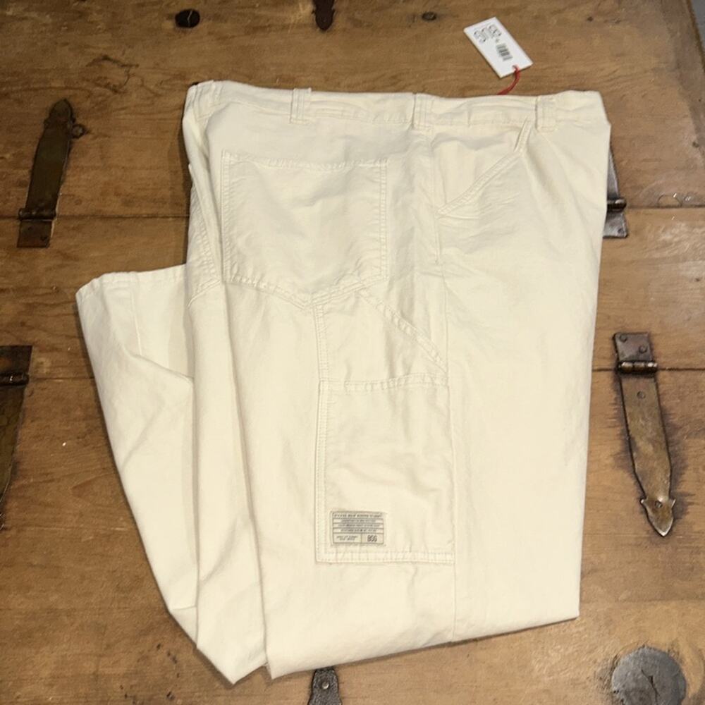 Mens BDG Urban Outfitters Carpenter Workwear Slouchy Wide Leg Cream Size 36